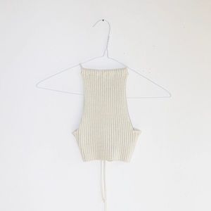 Giu Giu Nonna ‘Swim’ Halter Top in Ivory Gold Glitter / Size L